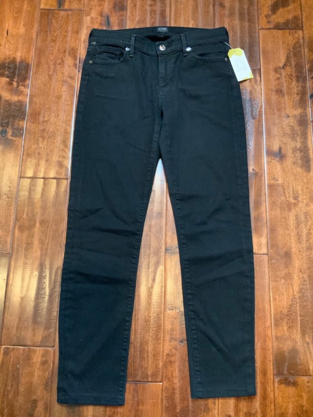 Citizens of Humanity Black Elson Medium Rise Straight Leg Jeans, Size 28